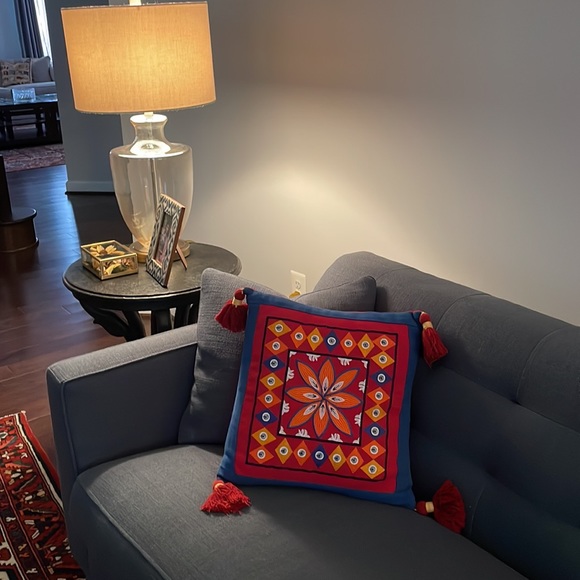 Embroidered Cushion Cover With Tassels - Picture 11 of 11